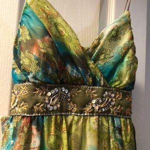 Gree, gold blue strap dress